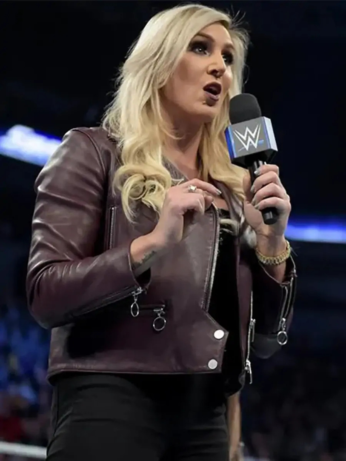 Charlotte Flair WWE Brown Leather Jacket