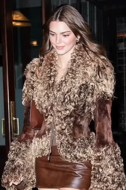 Kendall Jenner Brown Fur Jacket