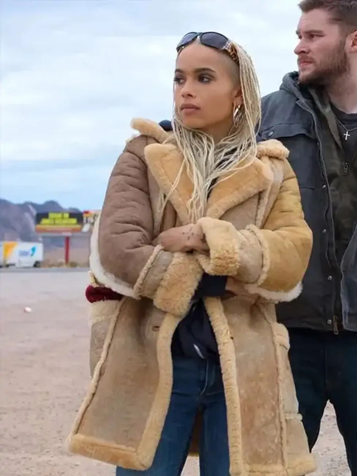 Kin Milly Zoe Kravitz Shearling Leather Coat