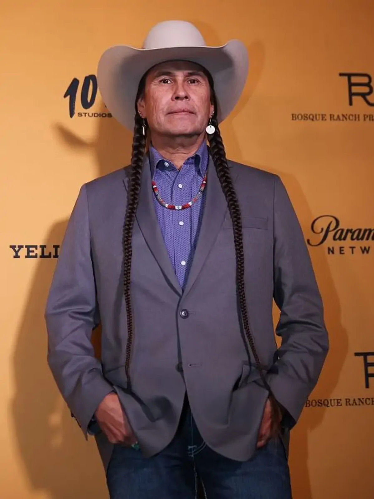Yellowstone S5 Moses Brings Plenty Premiere Gray Blazer
