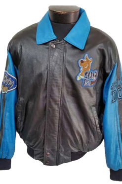 Scooby Doo Black and Blue Bomber Leather Jacket