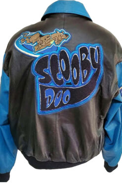 Scooby Doo Black and Blue Bomber Leather Jacket