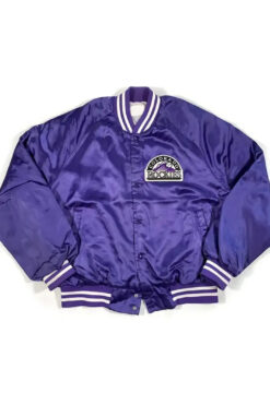 Colorado Rockies 80’s Varsity Purple Satin Puffer Jacket