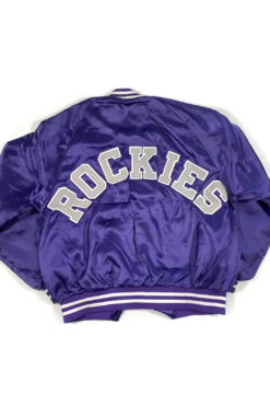 Colorado Rockies 80’s Varsity Purple Satin Puffer Jacket