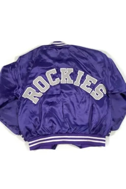 Colorado Rockies 80’s Varsity Purple Satin Puffer Jacket