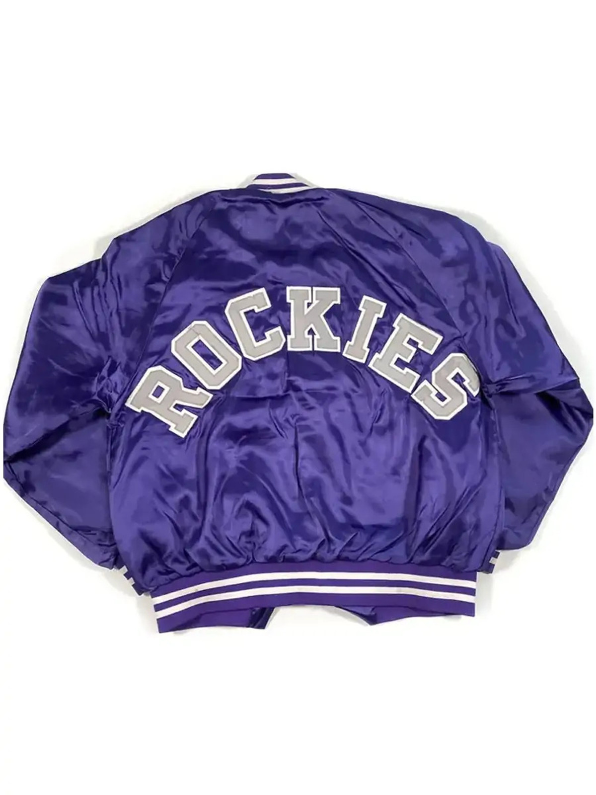 Colorado Rockies 80’s Varsity Purple Satin Puffer Jacket