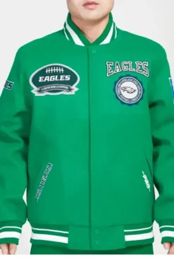 Philadelphia Eagles Crest Kelly Green Varsity Jacket