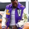 Frank Clark Louis Vuitton Purple Varsity Jacket
