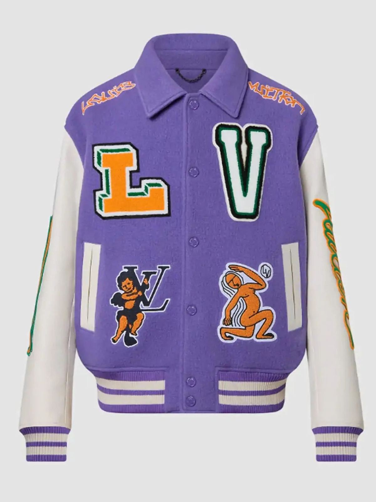 Frank Clark Louis Vuitton Purple Varsity Jacket