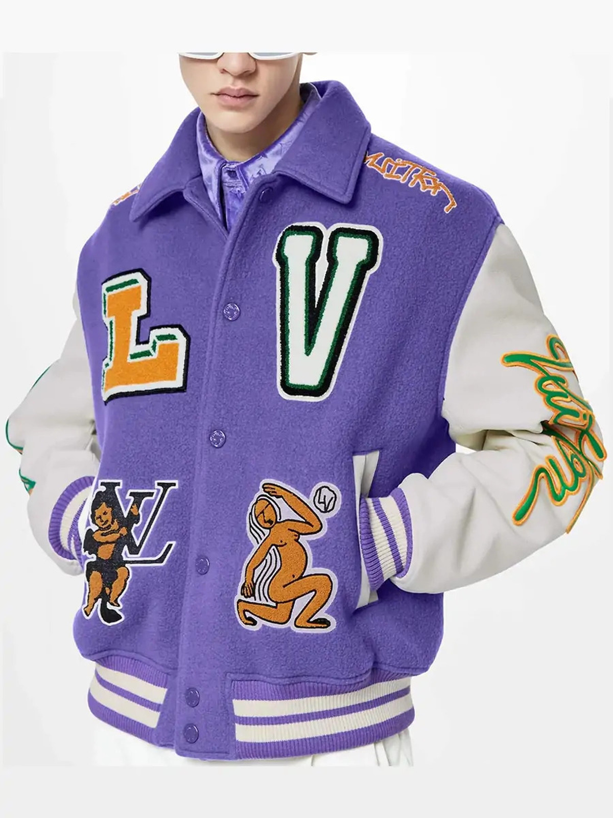 Frank Clark Louis Vuitton Purple Varsity Jacket