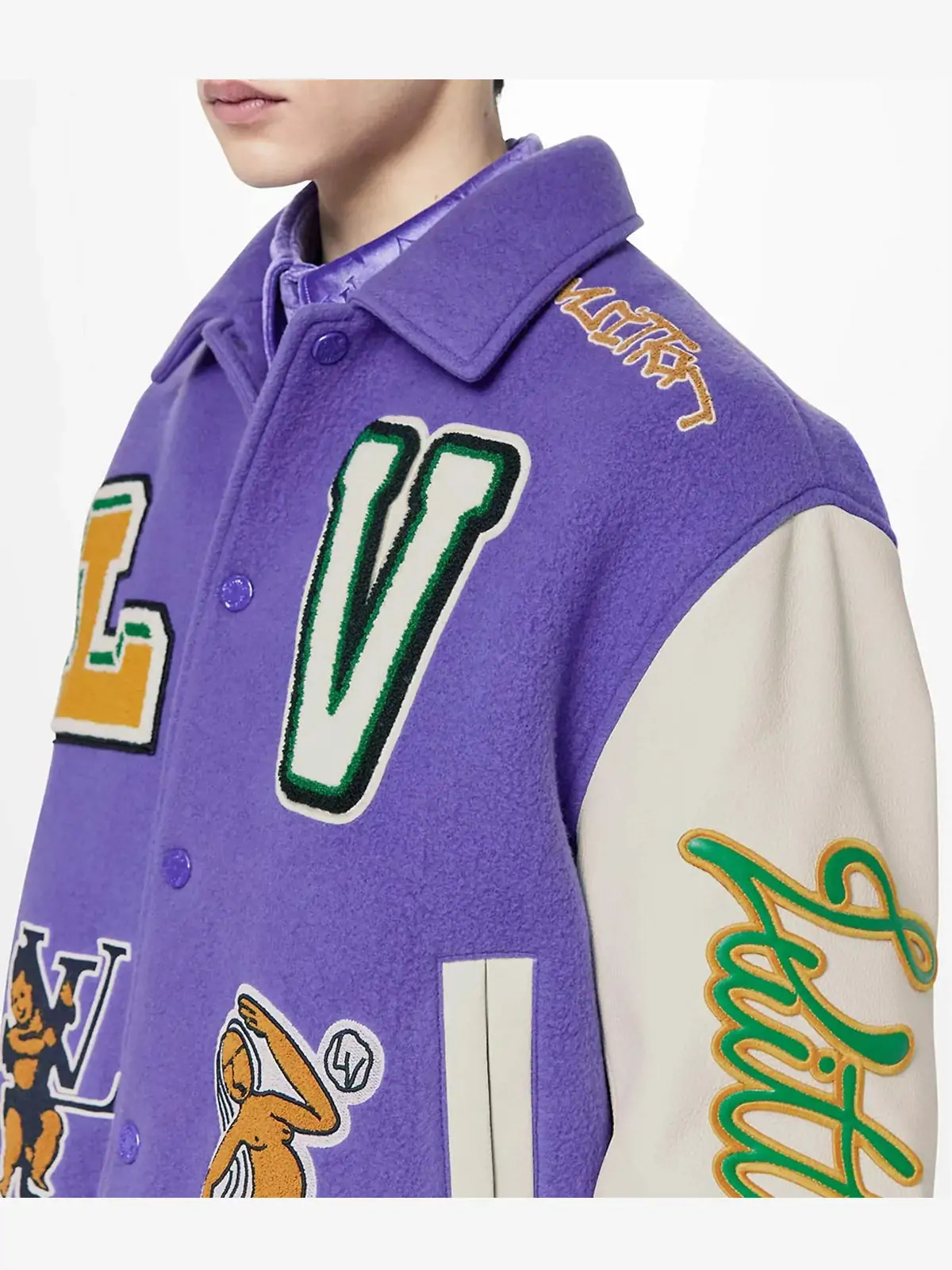 Frank Clark Louis Vuitton Purple Varsity Jacket