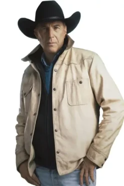 Yellowstone S5 John Dutton Cream White Cotton Jacket