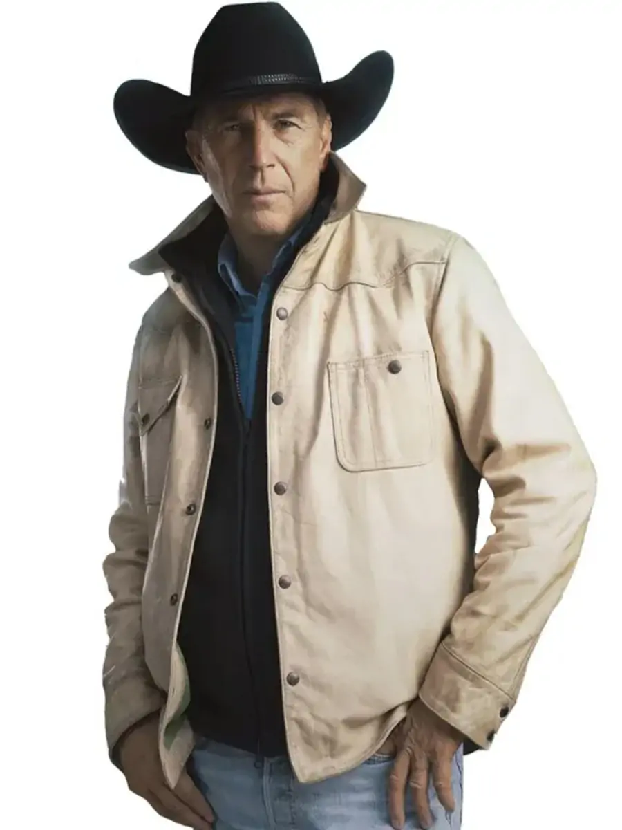Yellowstone S5 John Dutton Cream White Cotton Jacket