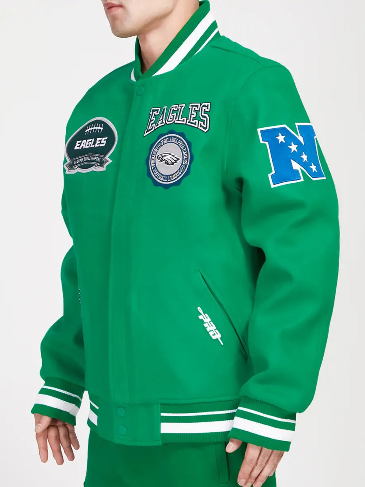 Philadelphia Eagles Crest Kelly Green Varsity Jacket