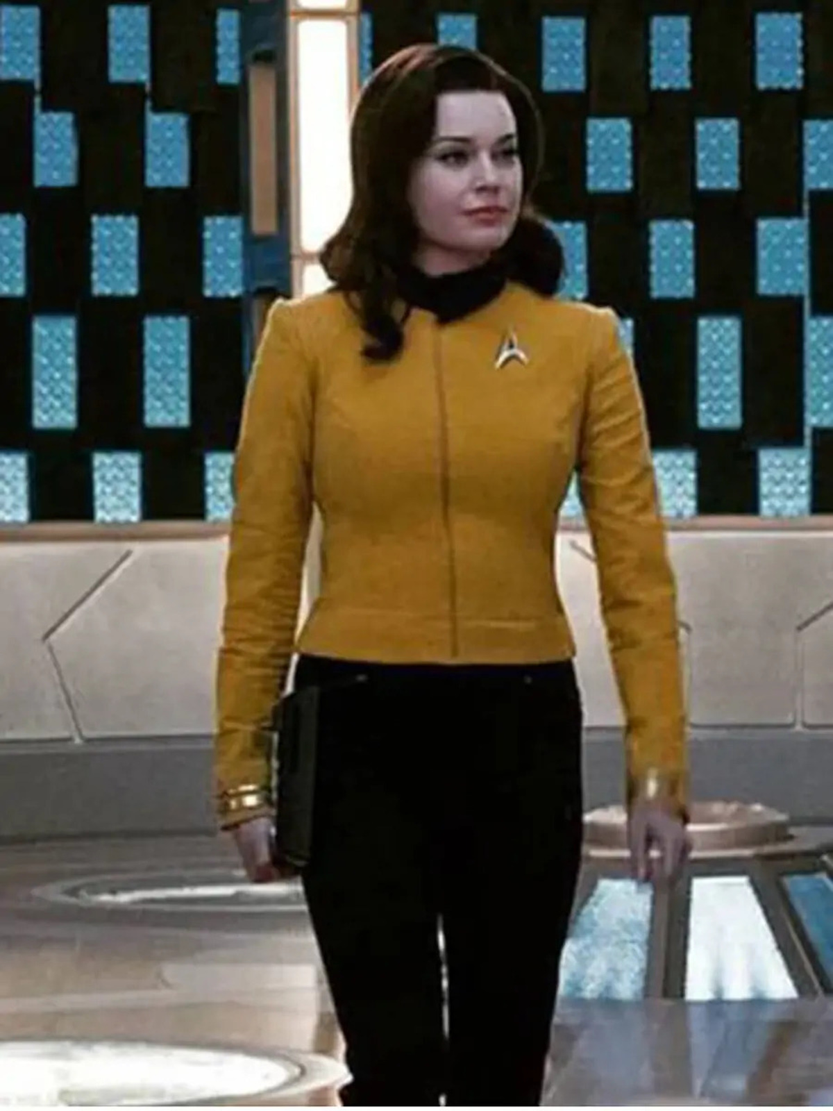 Star Trek Discovery Rebecca Romijn Yellow Leather Jacket