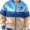 Toronto Blue Jays Powder Blue Tri Color Bomber Jacket