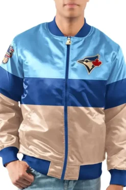 Toronto Blue Jays Powder Blue Tri Color Bomber Jacket