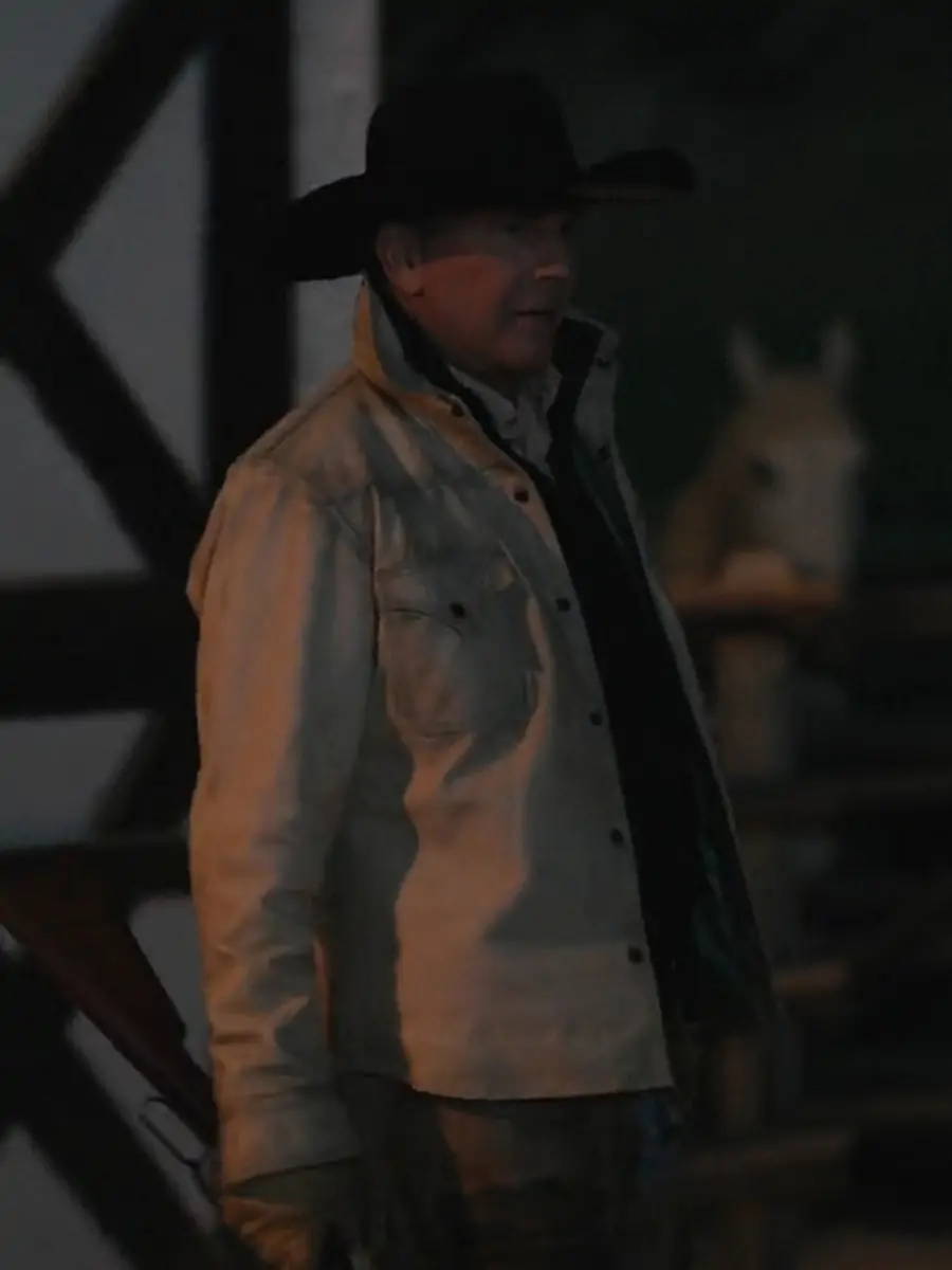 Yellowstone S5 John Dutton Cream White Cotton Jacket