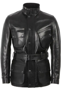 Barbour Triumph Black Perfo Biker Leather Jacket