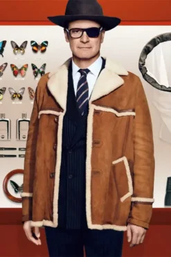 The Golden Circle Harry Hart Kingsman Brown Shearling Coat