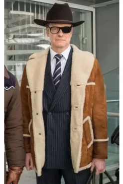 The Golden Circle Harry Hart Kingsman Brown Shearling Coat