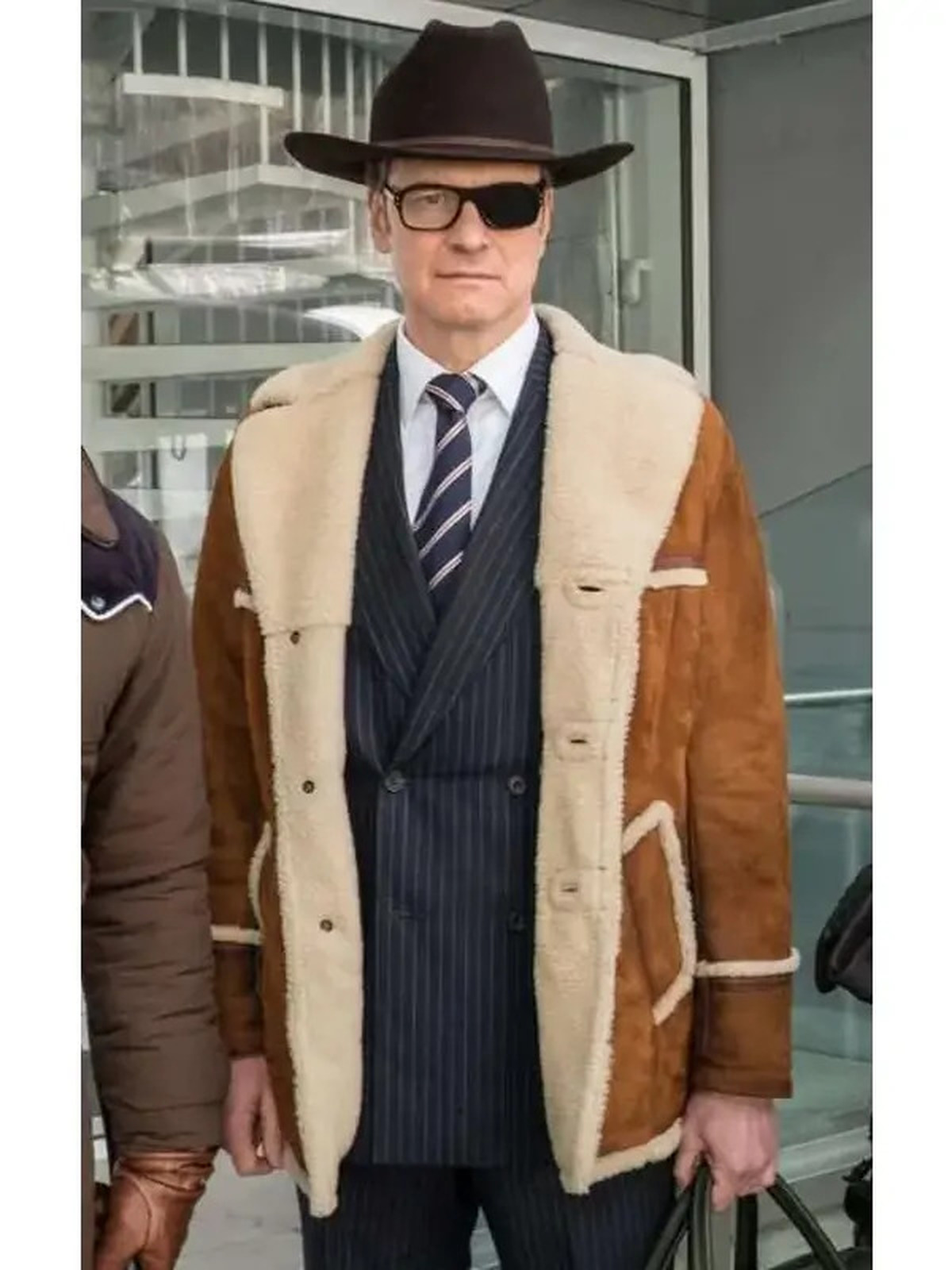The Golden Circle Harry Hart Kingsman Brown Shearling Coat