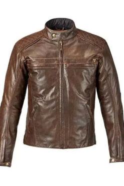 Triumph Quilted Brown Motorcycle Leather Jacket