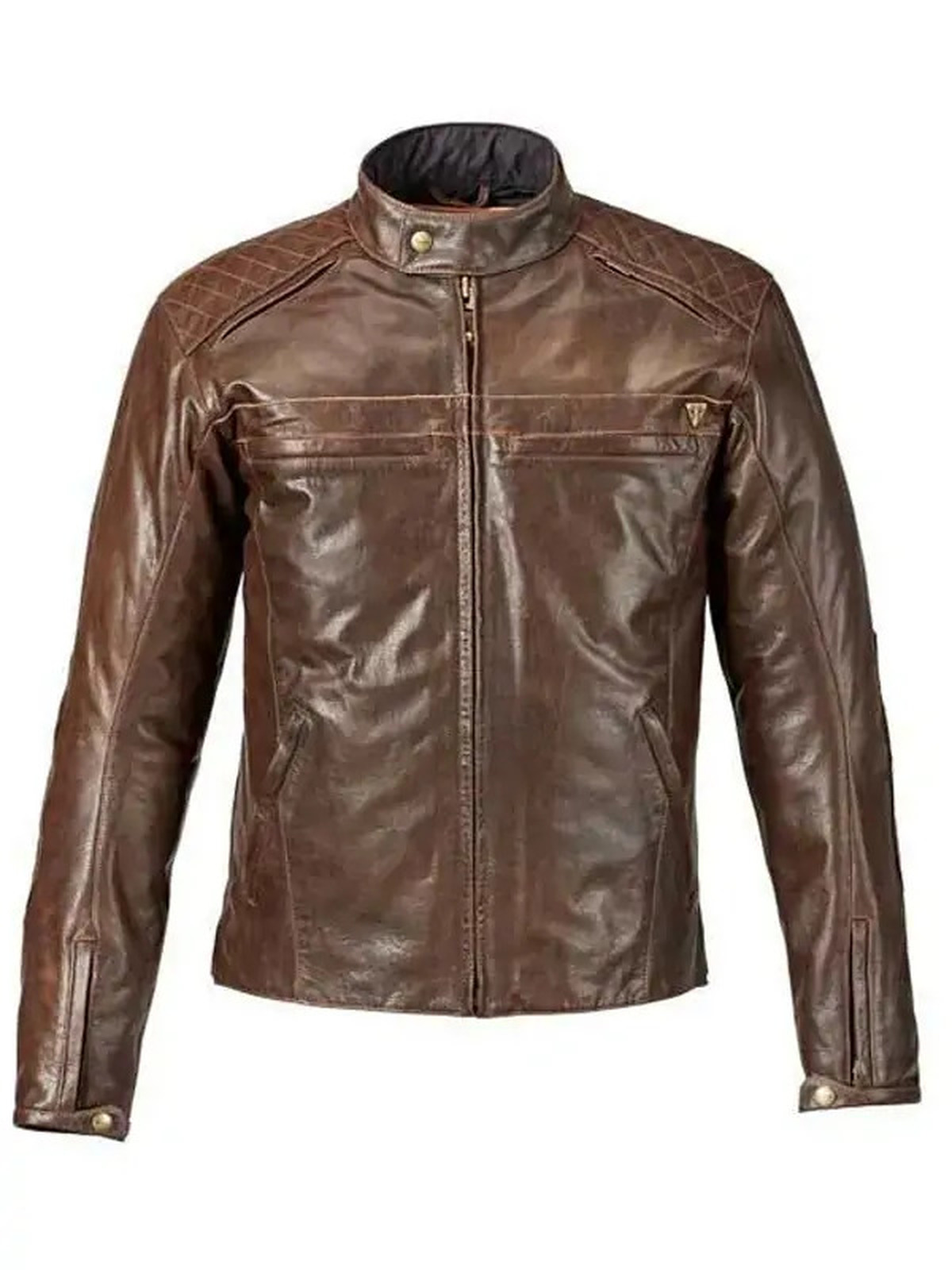Triumph Quilted Brown Motorcycle Leather Jacket