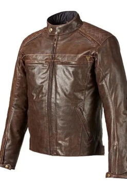 Triumph Quilted Brown Motorcycle Leather Jacket