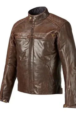 Triumph Quilted Brown Motorcycle Leather Jacket