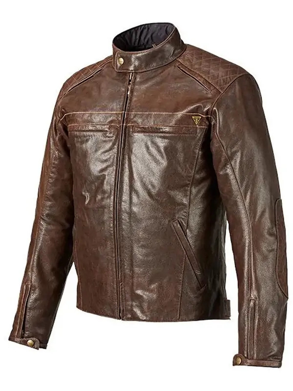 Triumph Quilted Brown Motorcycle Leather Jacket