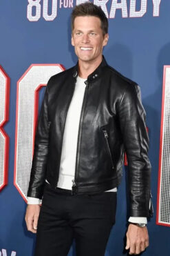 80 for Brady Tom Brady Black Leather Jacket