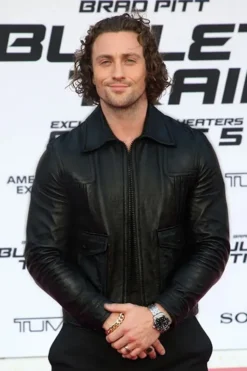 Aaron Taylor Johnson Black Leather Jacket