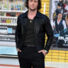 Bullet Train Premiere Aaron Taylor Johnson Black Leather Jacket