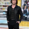 Bullet Train Premiere Aaron Taylor Johnson Black Leather Jacket