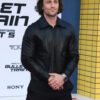 Bullet Train Premiere Aaron Taylor Johnson Black Leather Jacket