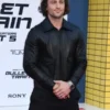 Bullet Train Premiere Aaron Taylor Johnson Black Leather Jacket