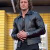 Bullet Train Premiere Aaron Taylor Johnson Black Leather Jacket