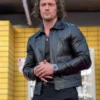 Bullet Train Premiere Aaron Taylor Johnson Black Leather Jacket