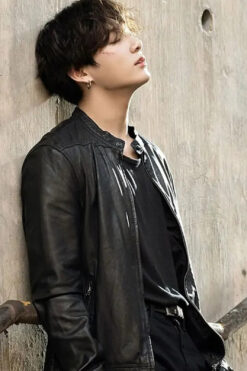 BTS Jungkook Black Leather Jacket