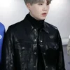 BTS Suga Black Leather Jacket