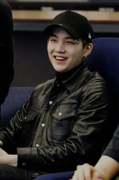 BTS Suga Black Leather Jacket