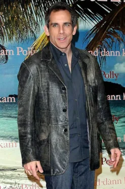 Ben Stiller Black Leather Blazer
