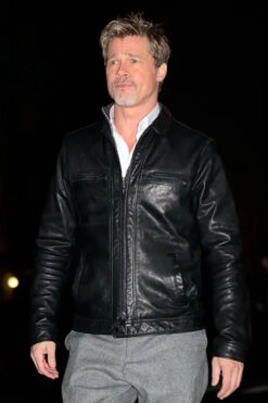 Brad Pitt Black Leather Jacket