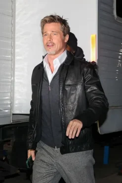 Brad Pitt Black Leather Jacket