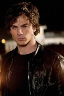 Damon Salvatore The Vampire Diaries Leather Jacket