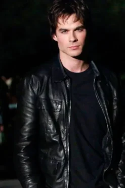 Damon Salvatore The Vampire Diaries Leather Jacket