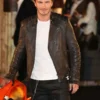 David Beckham Quilted Brown Leather Jacket