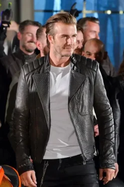 David Beckham Quilted Brown Leather Jacket