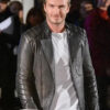 David Beckham Quilted Brown Leather Jacket
